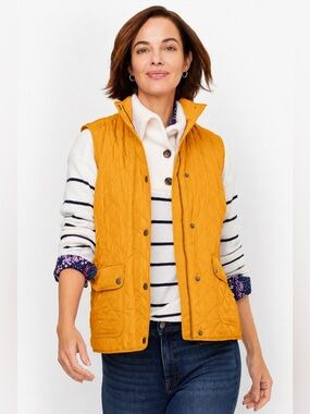 TALBOTS Quilted Mustard Yellow Women's Vest XS